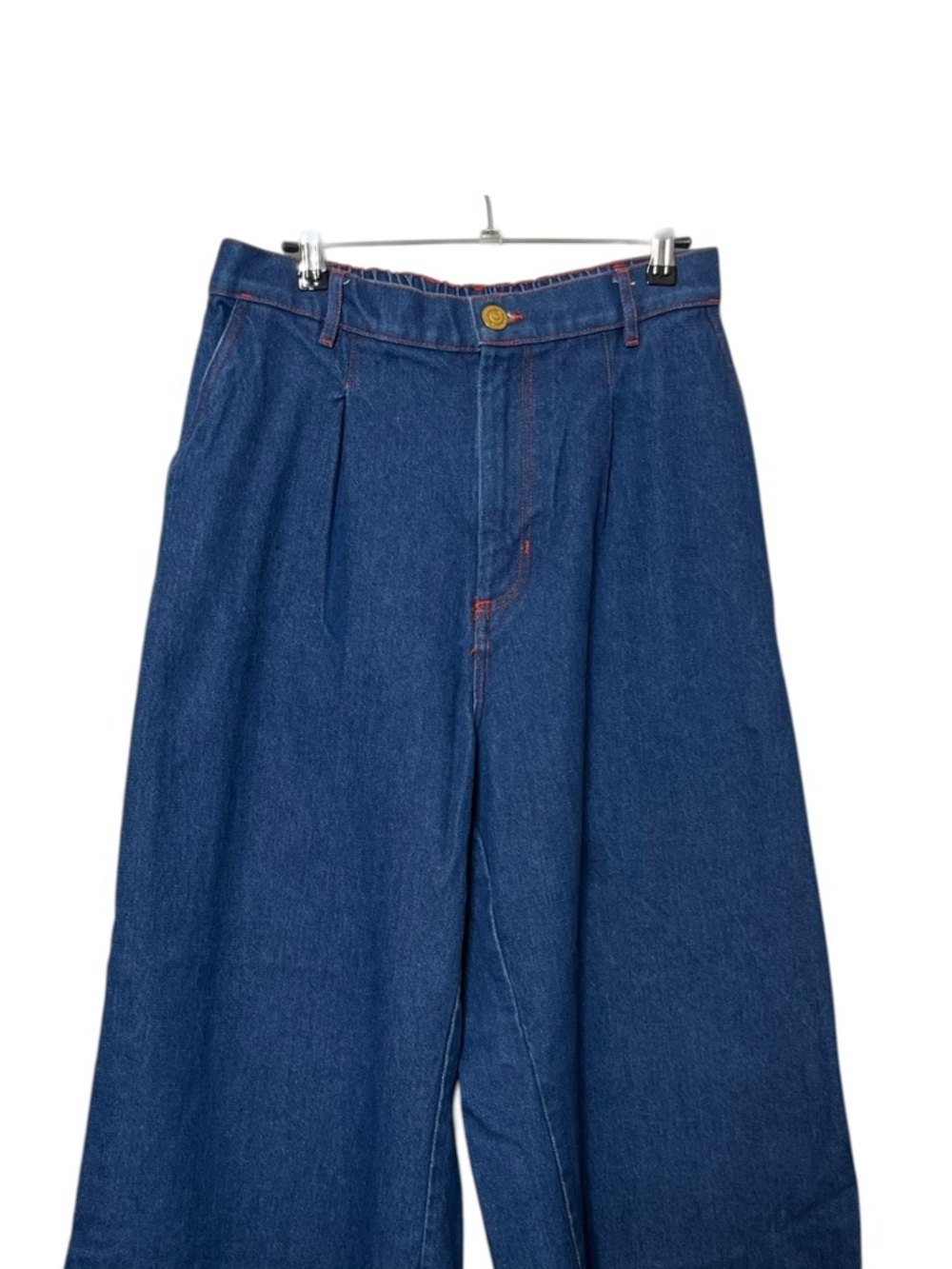 Big Bud Press Wide Leg Trousers Women’s Medium Petite Indigo Dark Wash Retro - Picture 3 of 12